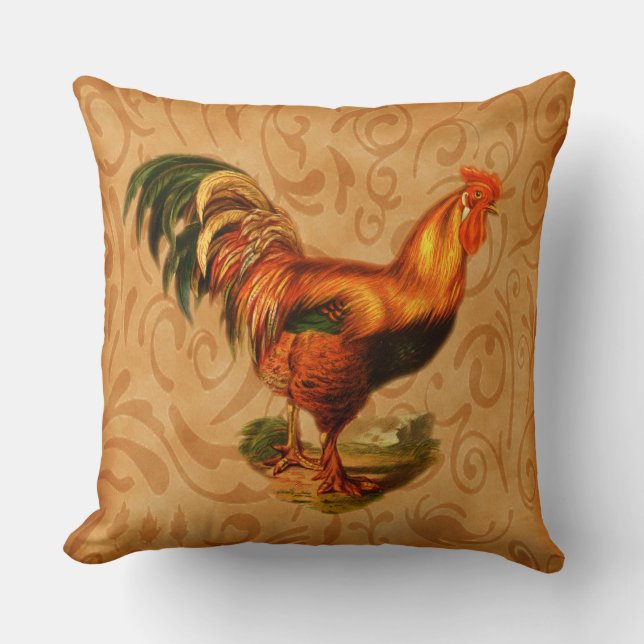 Rustic Country Rooster Stylish and Ornate Cushion (Front)