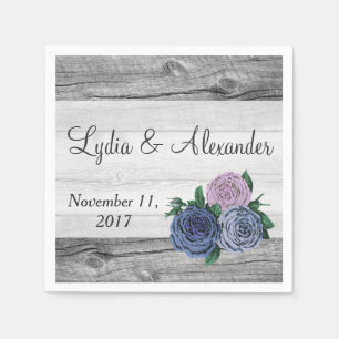 Rustic Country Roses Barn Wood Wedding Napkin