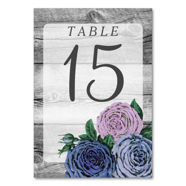 Rustic Country Roses Barn Wood Wedding Table Number (Front)