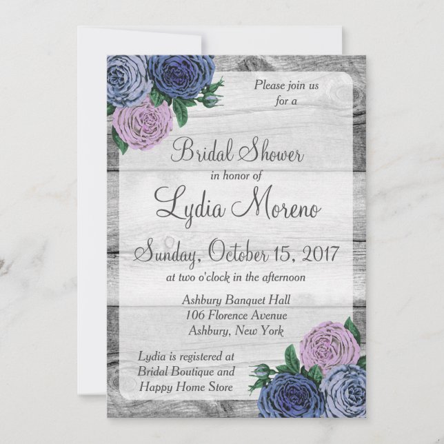 Rustic Country Roses Bridal Shower Invitation (Front)