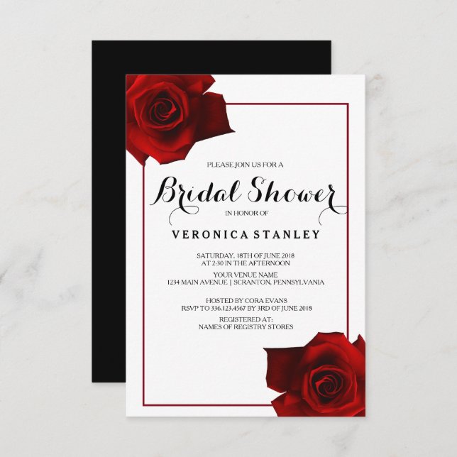 Rustic Country Roses Classy Floral Bridal Shower Invitation (Front/Back)