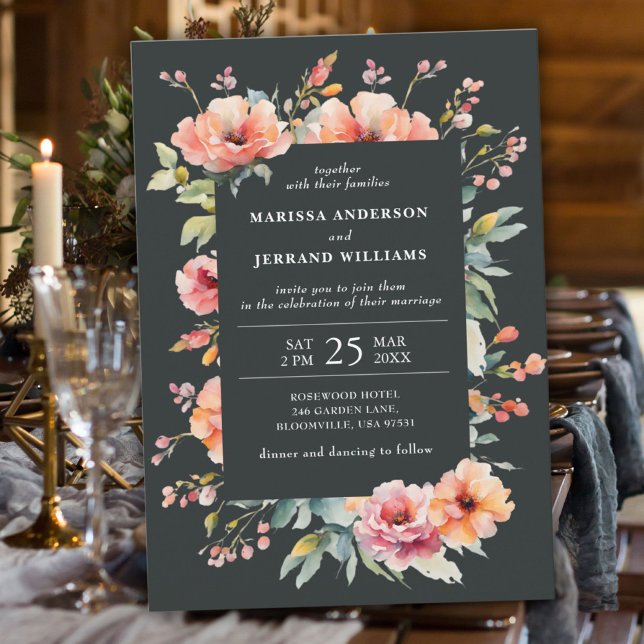 Rustic Country Sage Green Modern Floral Wedding Invitation (Rustic Country Sage Green Modern Floral Wedding Invitation)