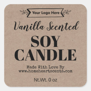 Rustic Country Scented Soy Candle Kraft Logo Label