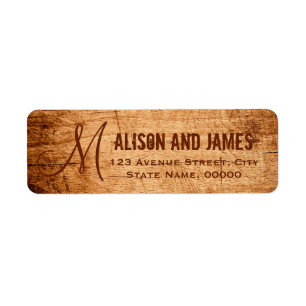 Rustic Country Scratched Wood Monogram Wedding