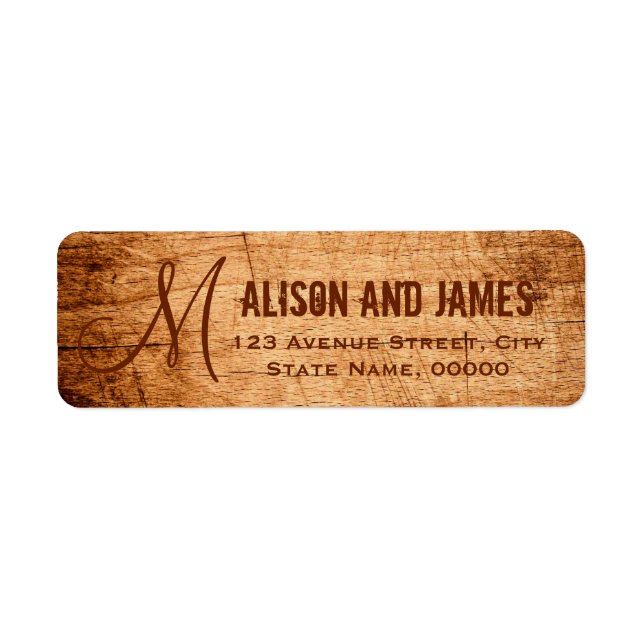 Rustic Country Scratched Wood Monogram Wedding (Front)