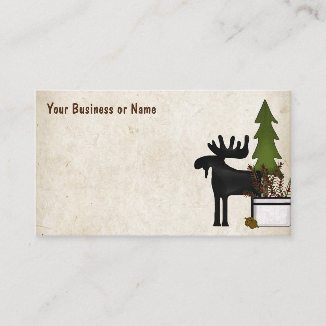 Rustic Country Silhouette Moose Business Card (Front)