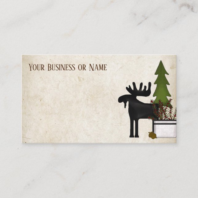 Rustic Country Silhouette Moose Business Card (Front)