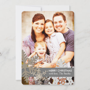 Rustic Country Snowflakes Christmas Photo Card