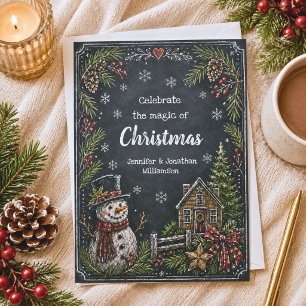 Rustic Country Snowman Christmas Card 