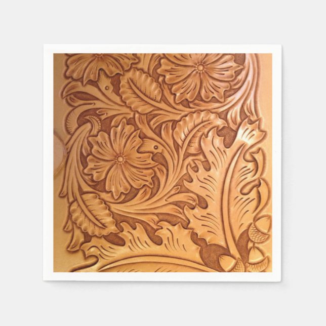 Rustic country southwest style western leather napkin (Front)