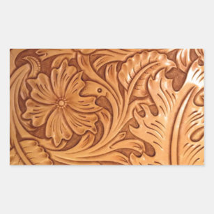 Rustic country southwest style western leather rectangular sticker