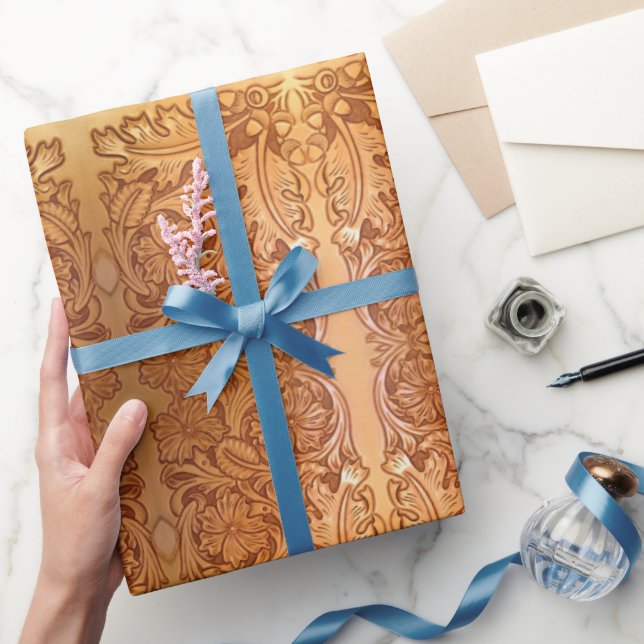 Rustic country southwest style western leather wrapping paper (Gifting)