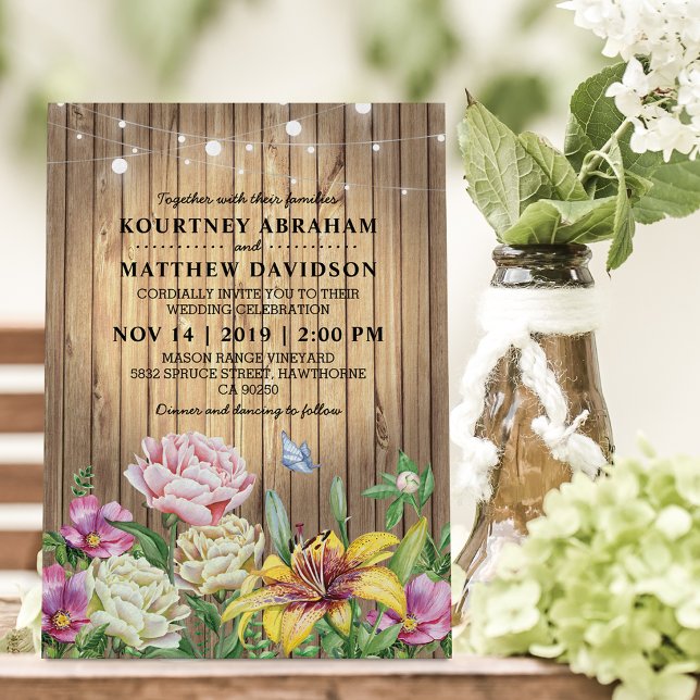 Rustic Country Spring Garden Floral Wedding Invitation (Creator Uploaded)