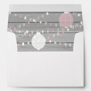 Rustic country string lights pre-addressed wedding envelope