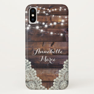 Rustic Country String Lights Sparkly Lace Phone iPhone X Case