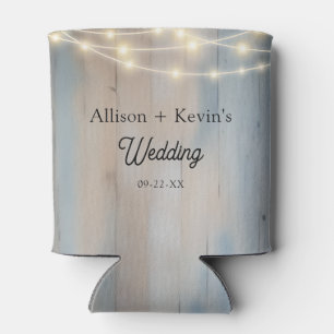 Rustic Country String Lights Wedding Can Cooler