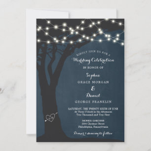 Rustic Country String Lights Wedding Invitation