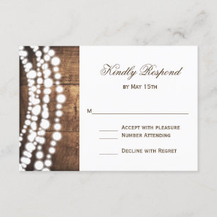 Rustic Country String Lights Wedding RSVP Cards