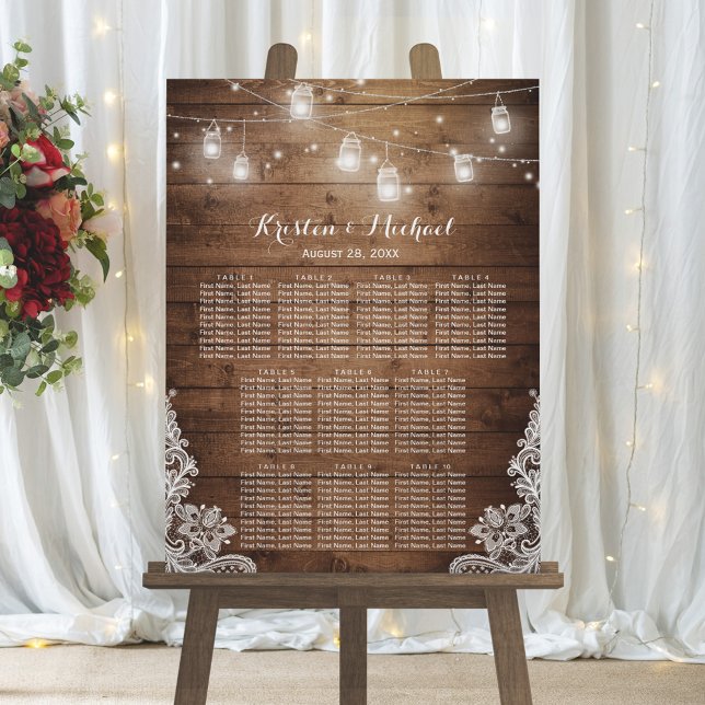 Rustic Country String Lights Wedding Seating Chart (Creator Uploaded)