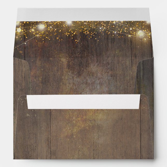 Rustic Country String Lights Wood Distressed Envelope (Back (Bottom))