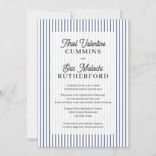 Rustic Country-Style Blue Pinstripe Couple-Hosted Invitation