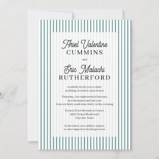 Rustic Country-Style Teal Pinstripe Couple-Host Invitation