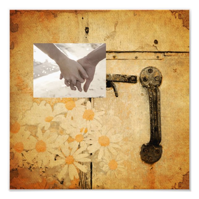 rustic country summer daisy wedding photo print (Front)