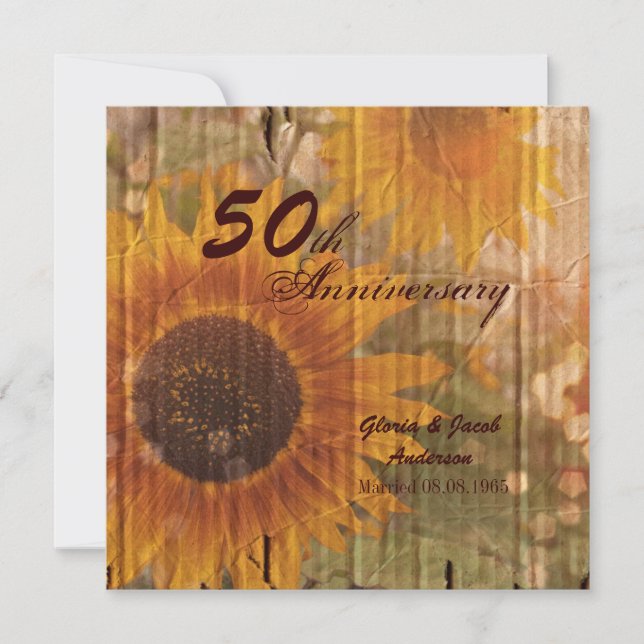 rustic country sunflower 50th wedding anniversary invitation (Front)