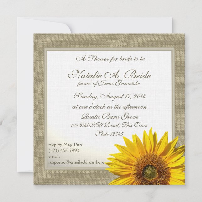 Rustic Country Sunflower Bridal Shower Invitation (Front)