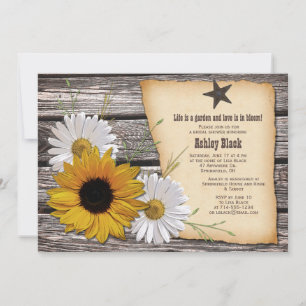 Rustic Country Sunflower Daisy Bridal Shower Invitation