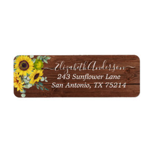 Rustic Country Sunflower Eucalyptus Return Address