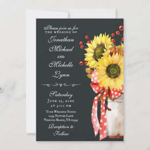Rustic Country Sunflower Fall All In One Wedding Invitation