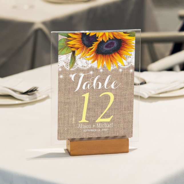 Rustic country sunflower fall wedding table number (Creator Uploaded)