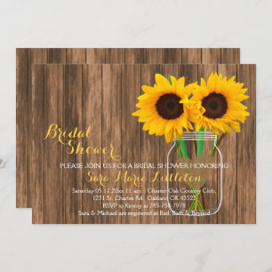 Rustic Country Sunflower Mason Jar Bridal Shower Invitation