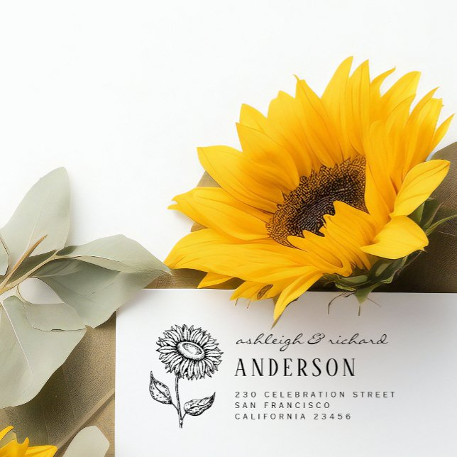 Rustic Country Sunflower Names & Return Address Self-inking Stamp (Creator Uploaded)