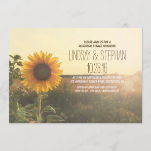 rustic country sunflower rehearsal dinner invites