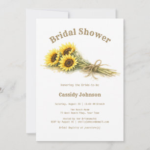 Rustic Country Sunflower Watercolor Bridal Shower Invitation