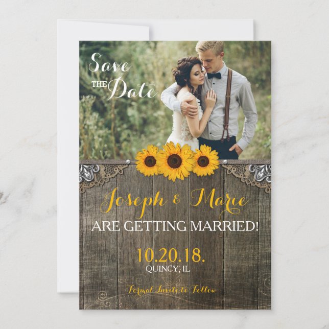 Rustic Country Sunflower Wedding Card (Front)