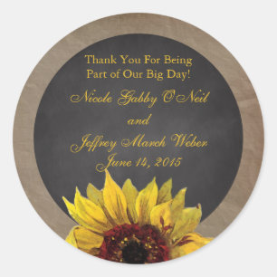 Rustic Country Sunflower Wedding Classic Round Sticker