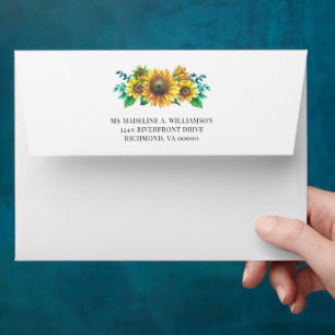 Rustic Country Sunflower Wedding Envelope 