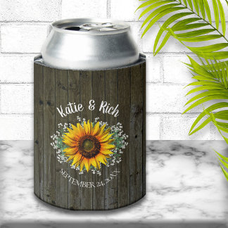 Rustic Country Sunflower Wedding Favour Can Cooler