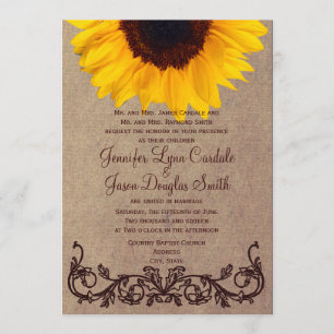 Rustic Country Sunflower Wedding Invitations