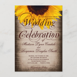 Rustic Country Sunflower Wedding Invitations