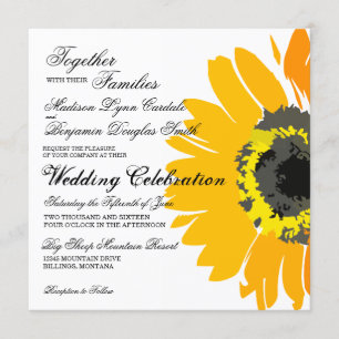 Rustic Country Sunflower Wedding Invitations