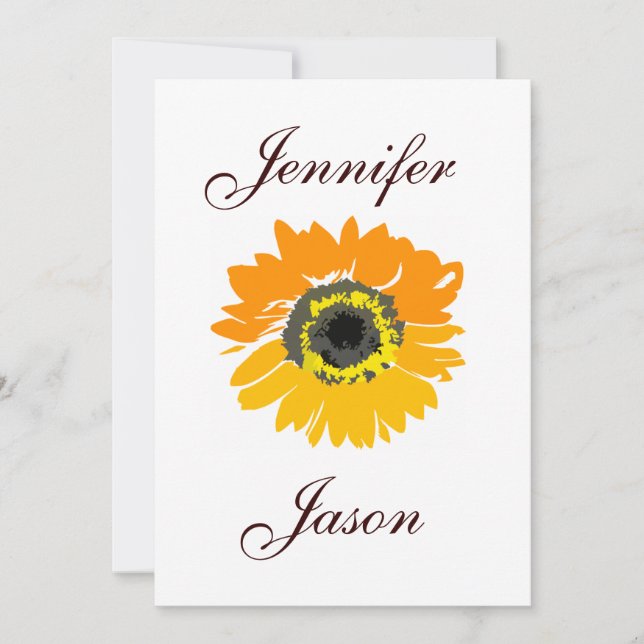 Rustic Country Sunflower Wedding Invitations (Front)