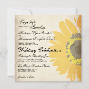 Rustic Country Sunflower Wedding Invitations