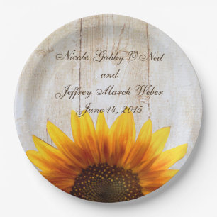 Rustic Country Sunflower Wedding Paper Plate
