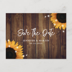Rustic Country Sunflower Wedding Save The Date Postcard