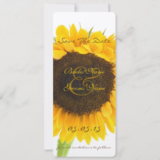 Rustic Country Sunflower Wedding Save the Dates Date (Front)