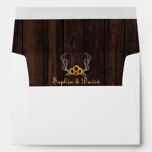 Rustic Country Sunflowers Antlers Wedding Envelopes